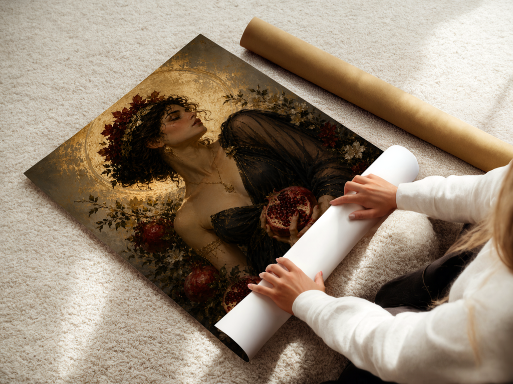 Persephone Goddess Wall Art | Dark Feminine Mythology Canvas Print