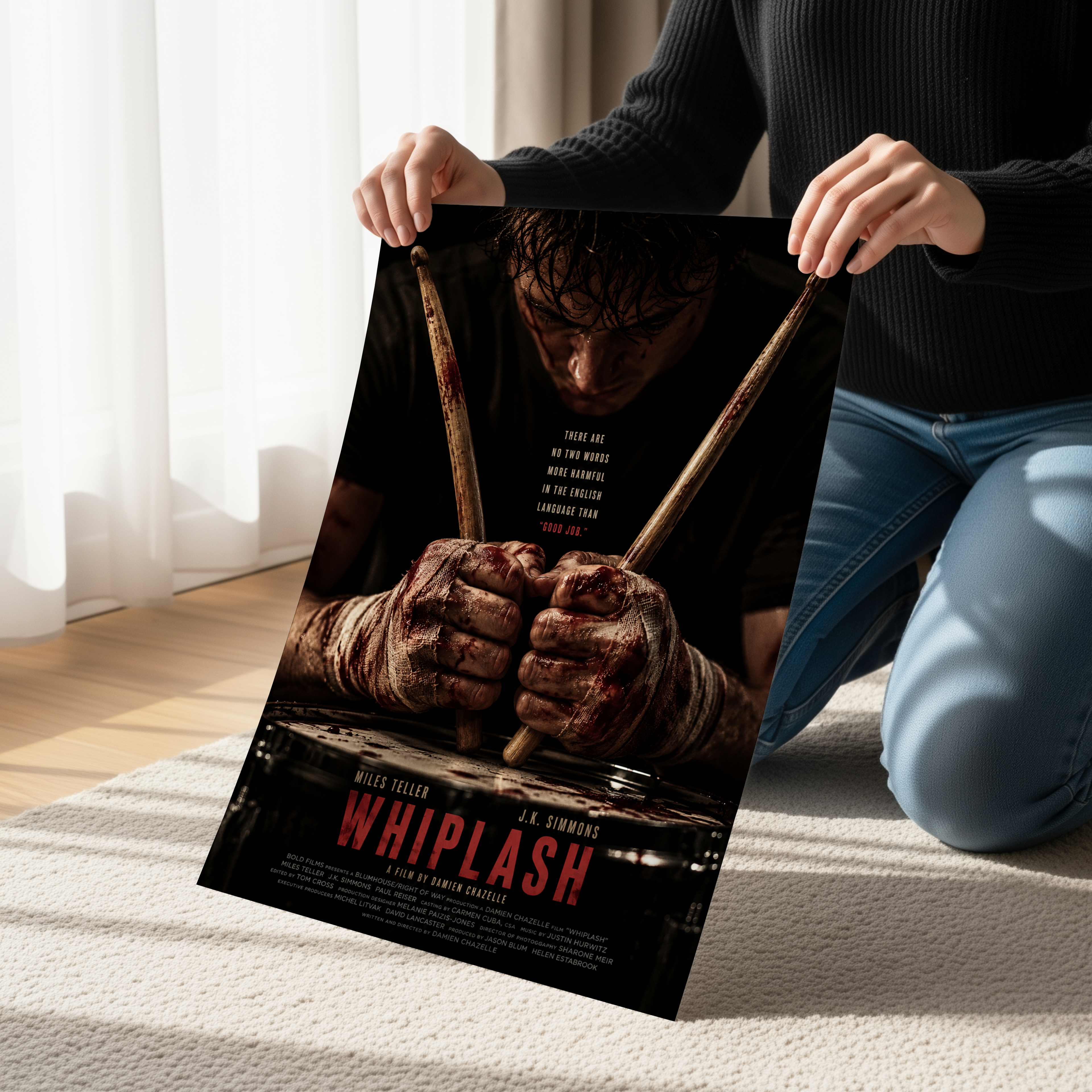 Whiplash Inspired Drum Poster | Dark Jazz Movie Wall Art