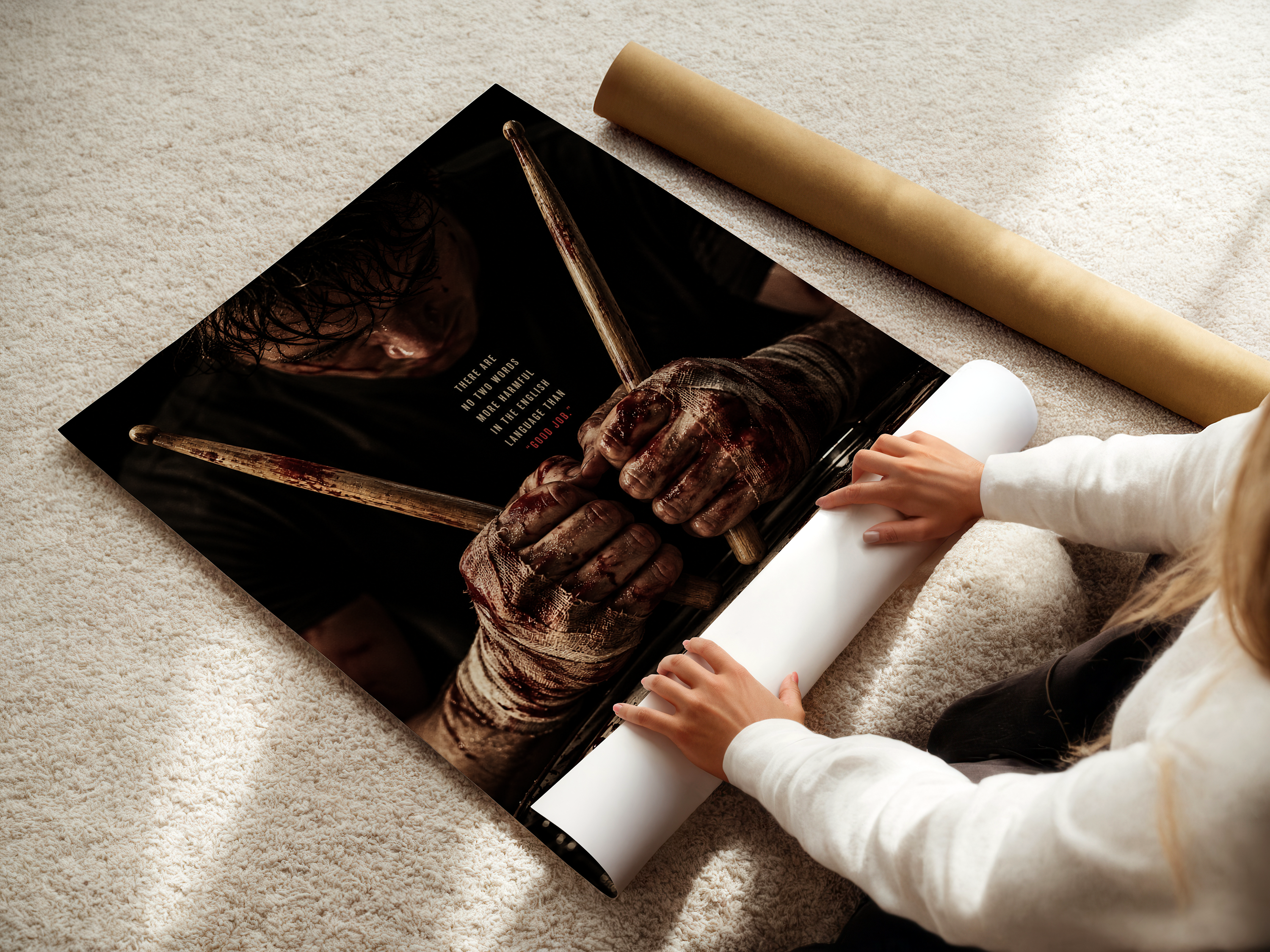 Whiplash Inspired Drum Poster | Dark Jazz Movie Wall Art