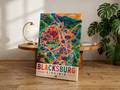 Blacksburg Map Print | Virginia Tech Wall Art | Blacksburg Virginia Map Poster | VT Campus Decor | Colorful College Town Map