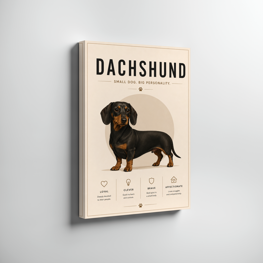 Minimalist Dachshund Poster or Canvas, Modern Wiener Dog Wall Art, Neutral Sausage Dog Print, Scandinavian Pet Portrait Decor