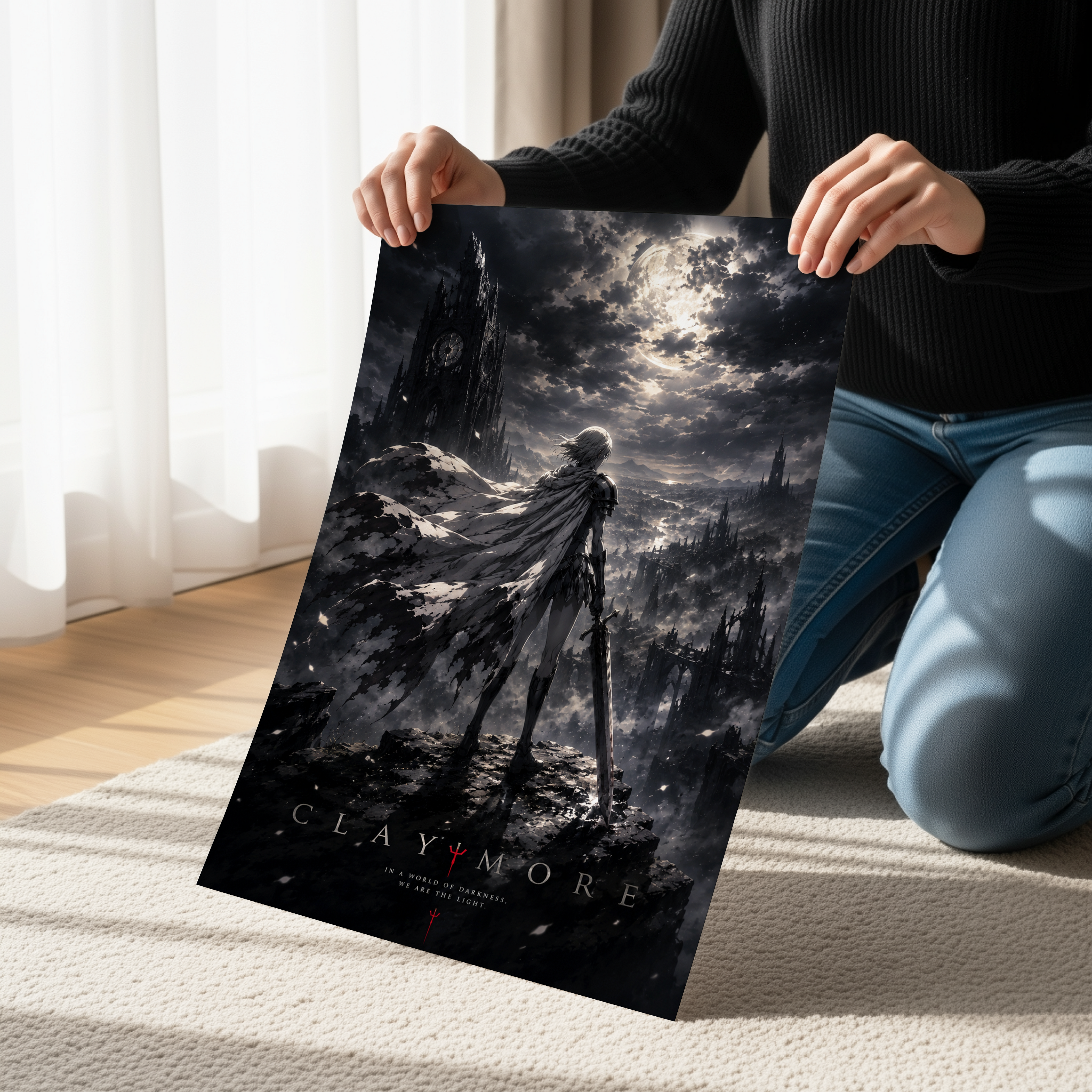 Claymore Dark Fantasy Anime Poster | Gothic Warrior Manga Wall Art Print