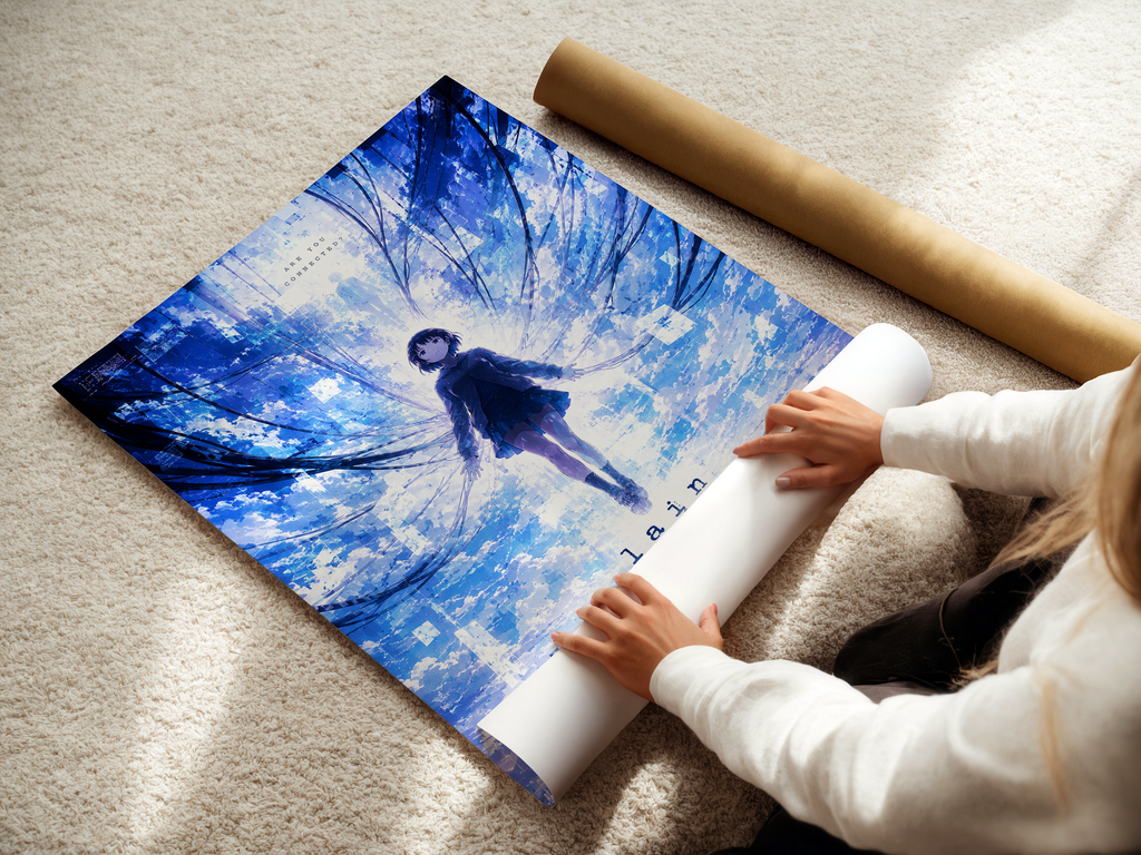 Serial Experiments Lain Anime Poster | Cyberpunk Retro Anime Wall Art Print