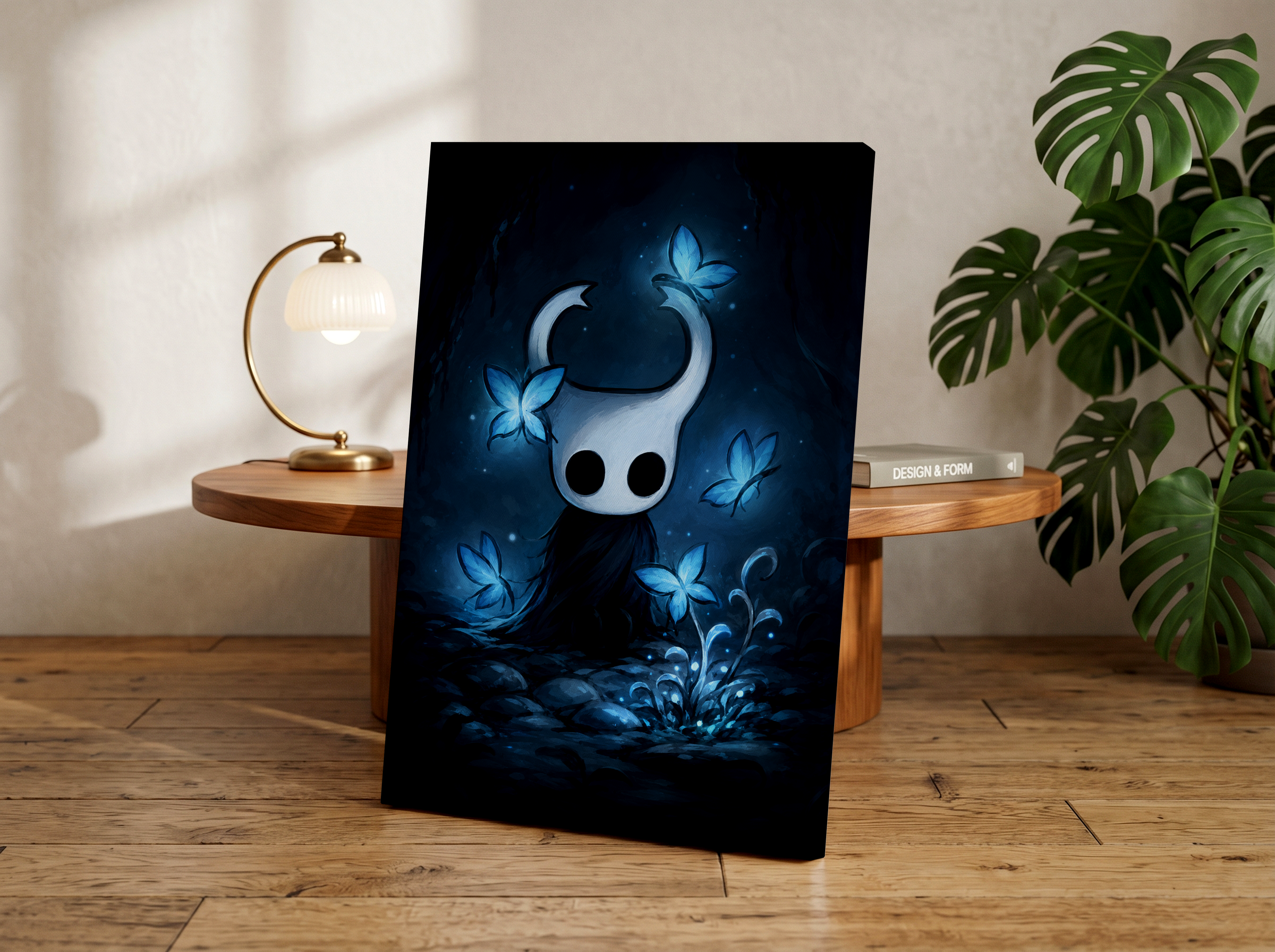 Hollow Knight Fan Art Print, Cute Gaming Wall Art, Indie Game Inspired Poster, Blue Butterfly Artwork, Gamer Room Decor, Fantasy Character Art