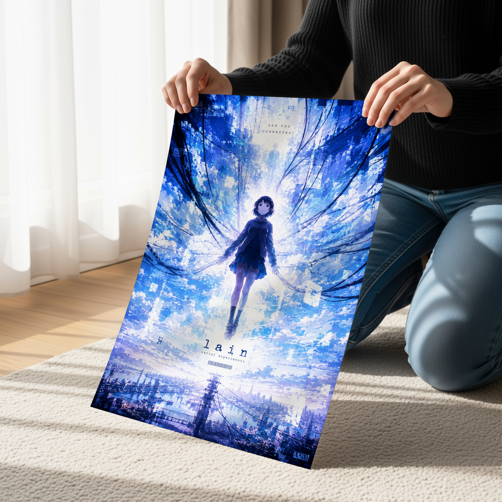 Serial Experiments Lain Anime Poster | Cyberpunk Retro Anime Wall Art Print