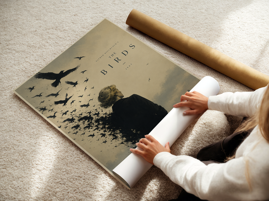 The Birds Inspired Poster | Hitchcock Coastal Horror Wall Art Print