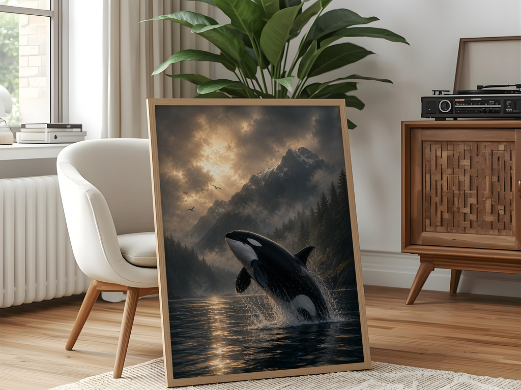 Orca Whale Wall Art Canvas Print | Majestic Killer Whale Ocean Wildlife Poster