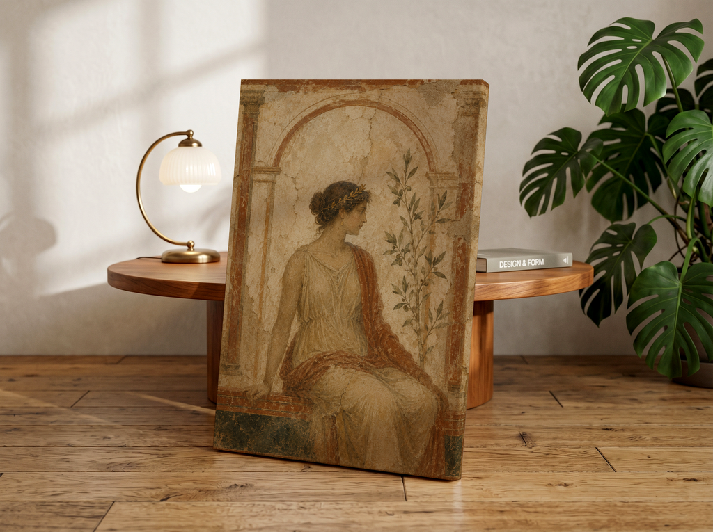 Ancient Roman Fresco Print | Minimal Classical Wall Art Canvas