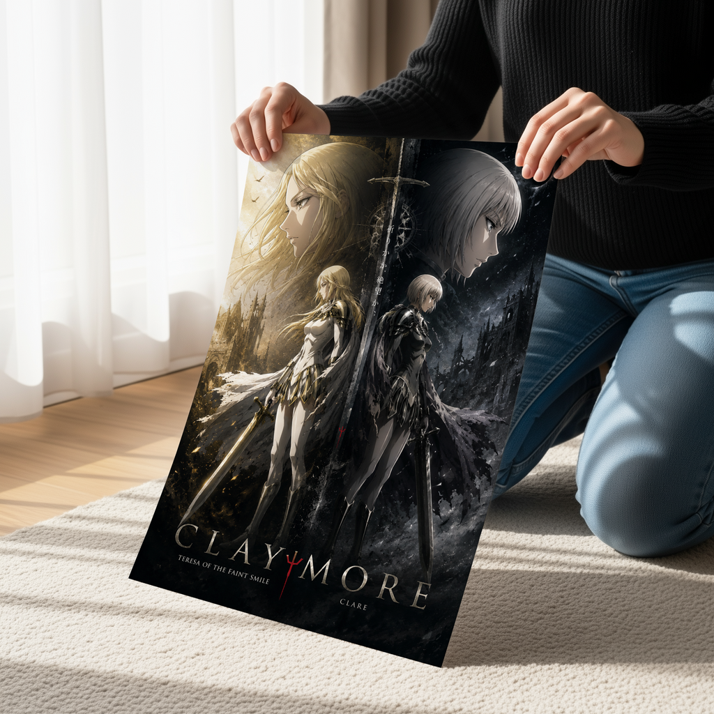 Claymore Anime Poster | Teresa & Clare Dark Fantasy Manga Wall Art Print