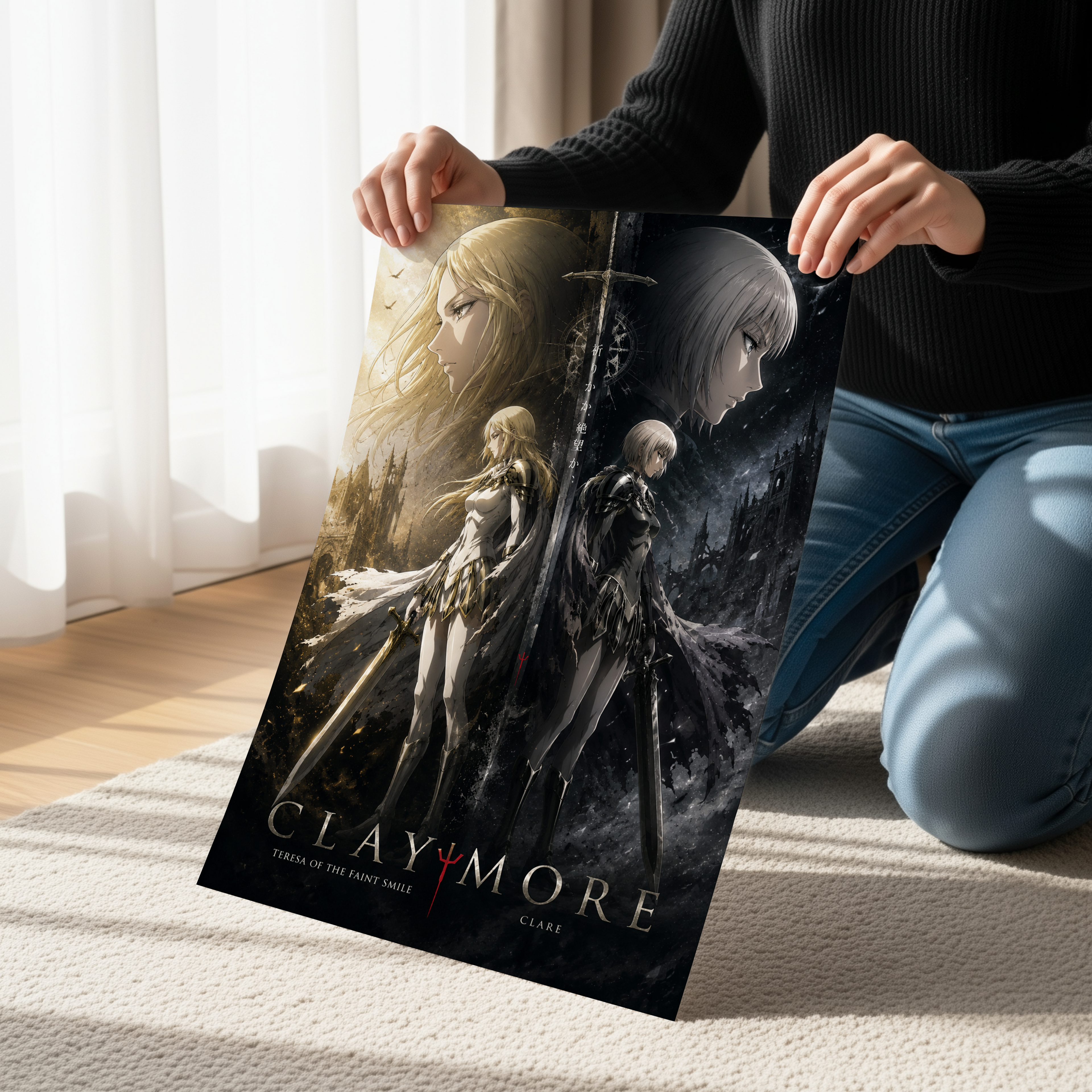 Claymore Anime Poster | Teresa & Clare Dark Fantasy Manga Wall Art Print